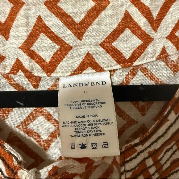 Lands End Women’s Sleeveless Tie Neck 100% Linen Top Size 8 - Picture 3 of 7